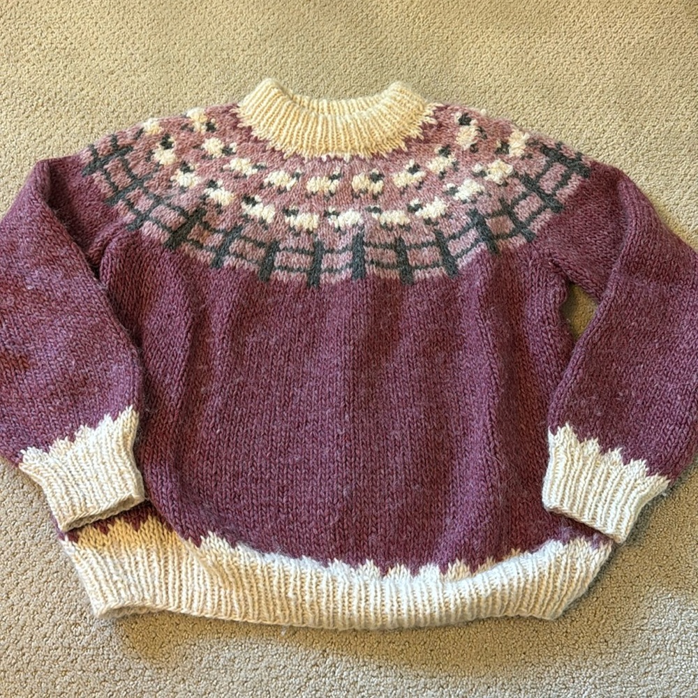 Vintage Hand Knit Wool Sweater size M/L
